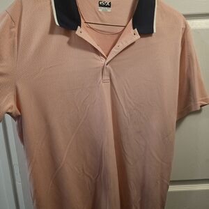 CSX Men's Light Pink Polo Shirt with Navy Collar